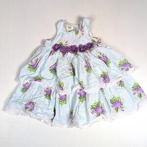 Laura Ashley Dress Girls Sz 24m Blue Purple Floral Party Girly Easter